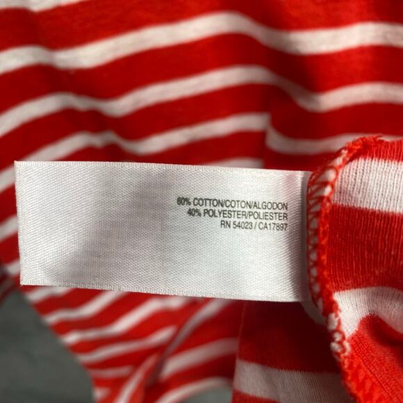 Y2k‎ Henley Top Small Red White Striped Long Sleeve Button Up Preppy Casual - Picture 13 of 15